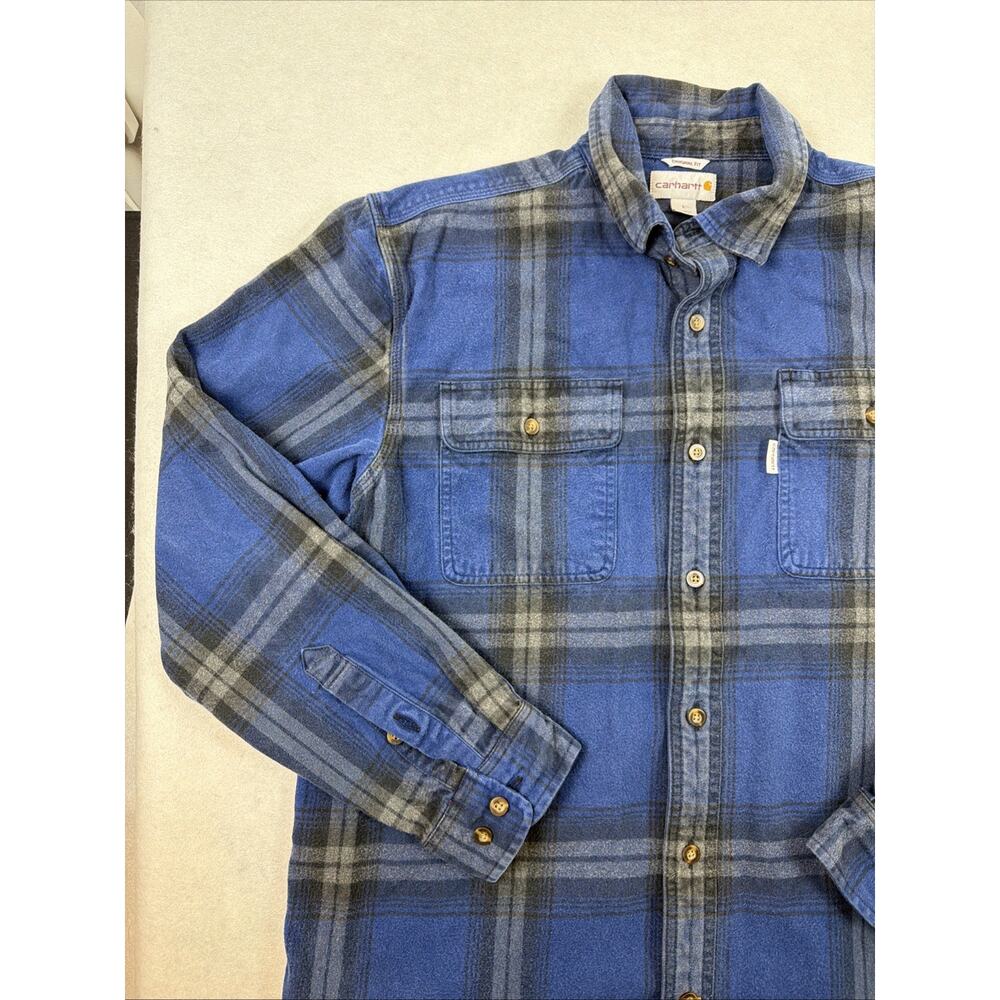 Carhartt Mens Flannel Shirt Large‎ Plaid Original Fit Heavyweight Outdoor Gorp - Picture 2 of 10